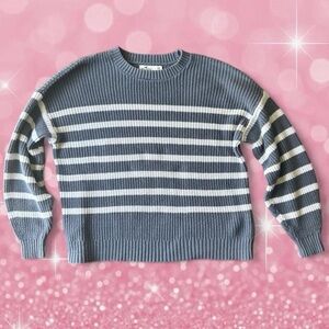 Hollister Striped Blue and White Sweater